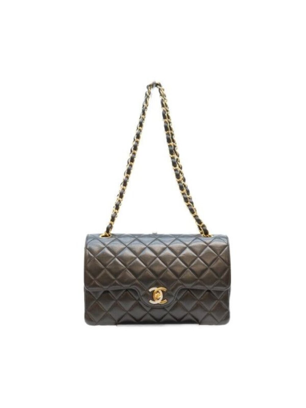 Chanel Black Lambskin Double Flap Bag Limited Edition Quilted 23 Chain